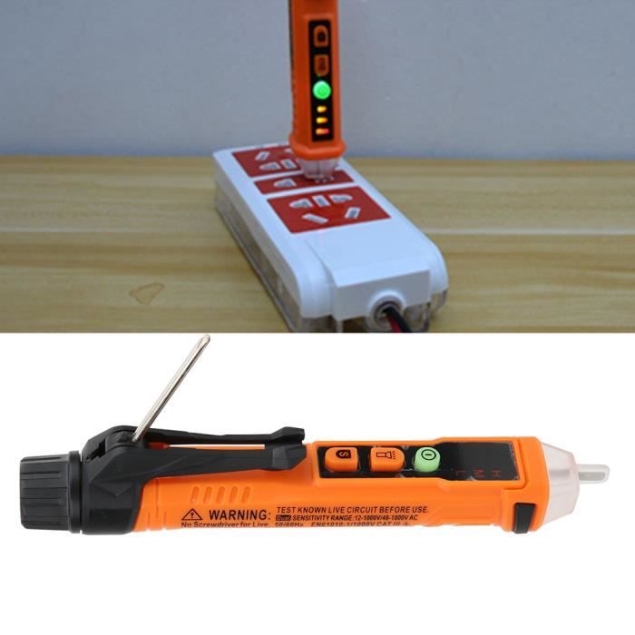 Fasizi Lot 2 Testeurs De Tension Sans Contact – Stylo 90-1000V AC, Alarme LED/Bip, Lampe Torche + UV, Détecteur Électrique Multimètre