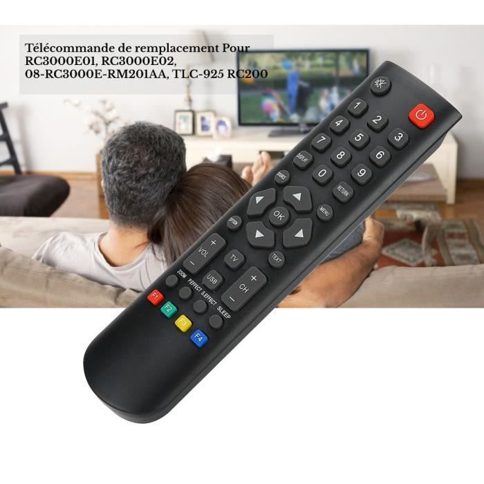 Télécommande pour TCL Smart TV RC3000E01, RC3000E02, 08-RC3000E