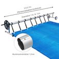 LILIIN 3m - 5,70m Système d'enroulement Enrouleur de film de piscine avec bandes de fixation et roues pour bâches solaires-1