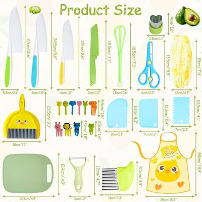 WSIANNG Kit 29 Pièces Couteaux Cuisine Enfants - Set Montessori Sécurité Avec Planches à Découper