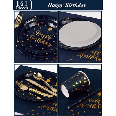 Set De Vaisselle Anniversaire Pour 20 Personnes – Assiettes, Gobelets, Serviettes Et Nappe – Qualité Alimentaire
