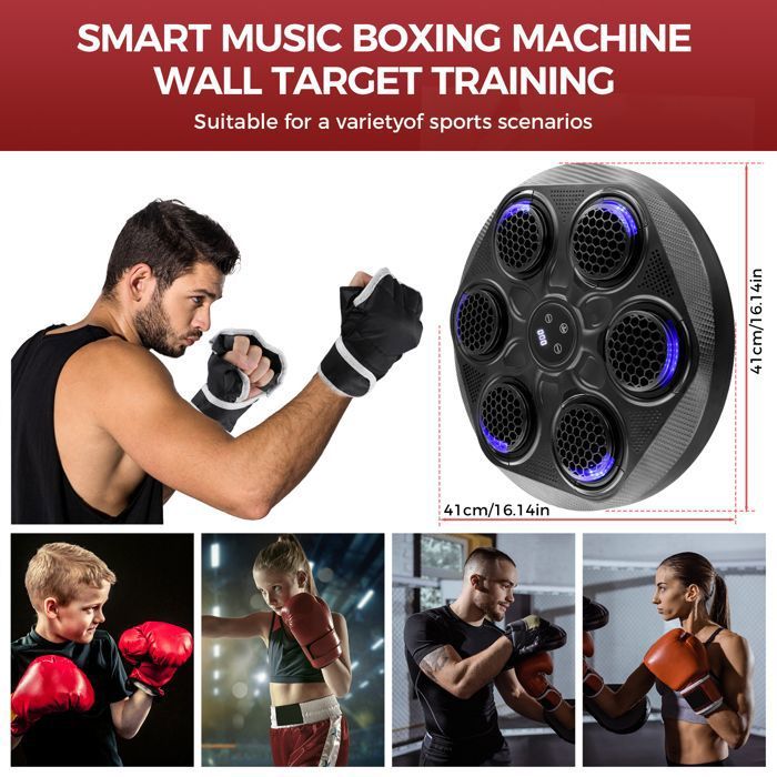 Entraînement Boxe à La Maison Machine De Boxe Musicale Murale Avec Capteurs LED - 9 Modes, Bluetooth, Pour Adultes Et Enfants