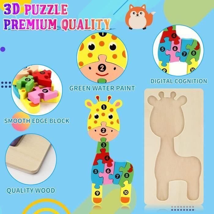 Puzzles en Bois pour Enfants - Animaux - 4 pcs - Educatif Apprentissage ...