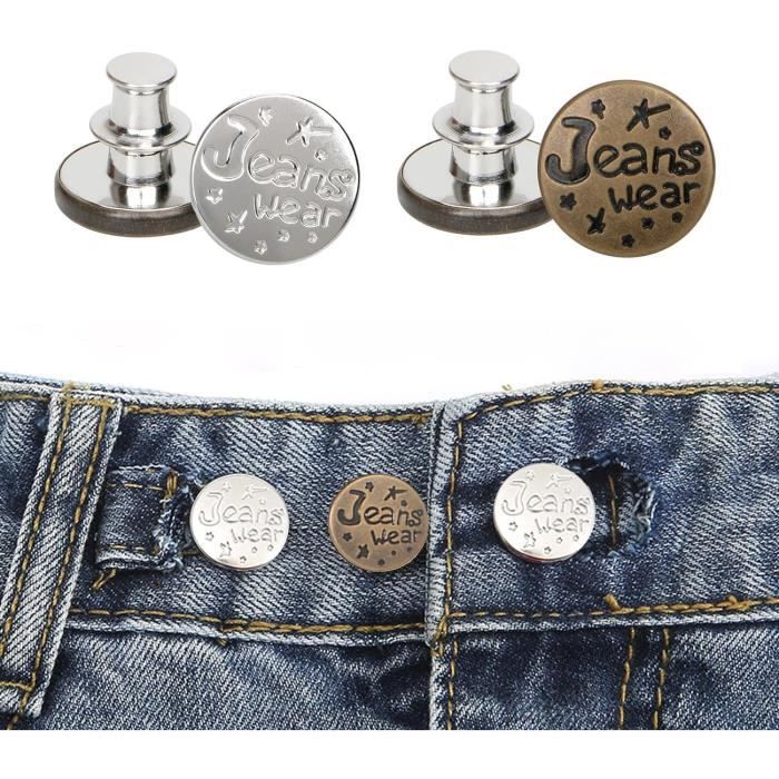 Povanjer bouton pour jeans - Clips pantalon pour la taille - Boutons  instantanés pour jeans amples - Épingle à bouton amovible - Pas couture