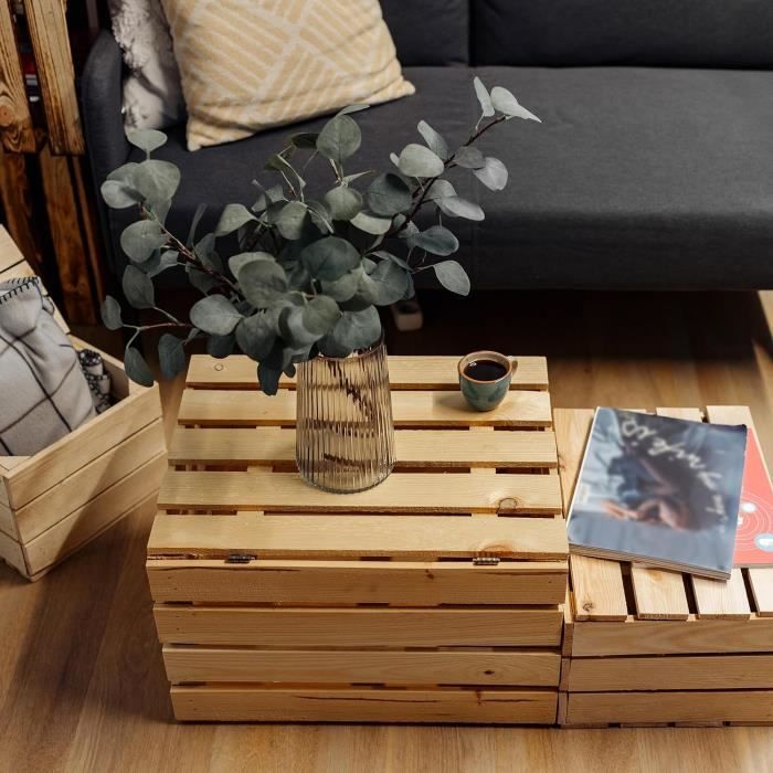 Coffre En Bois Flammé Avec étagère – 50x40x30 Cm, Rangement Vintage, Déco Bricolage, Fabriqué En UE