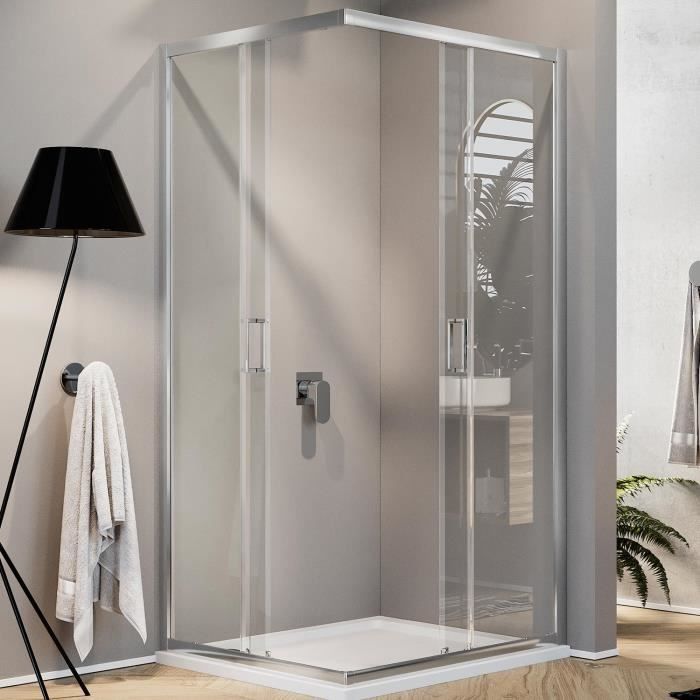 Paroi De Douche Coulissante Idralite Young – 140 Cm, 198 Cm De Haut, Verre Opaque Et Aluminium