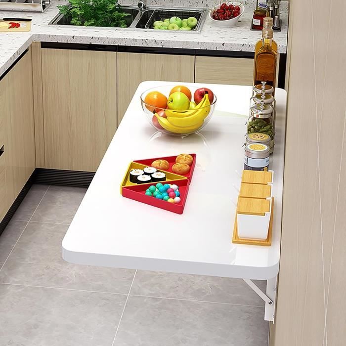 RAUMPA Table Murale Rabattable Bureau Pliable Cuisine, Pliante Poste Mural Travail à Rabat Repas Peu Encombrant Informatique Multifonctionnelle pour