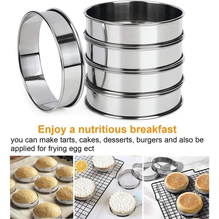 Sopito Cercles à Pâtisserie En Inox - Lot De 6 - 8.5x2.5cm - Antiadhésifs Pour Muffins, Tartelettes, Crêpes