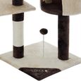 Arbre à chat beige/brun 3 plateformes panoramiques - Griffoir grotte balle corde-2