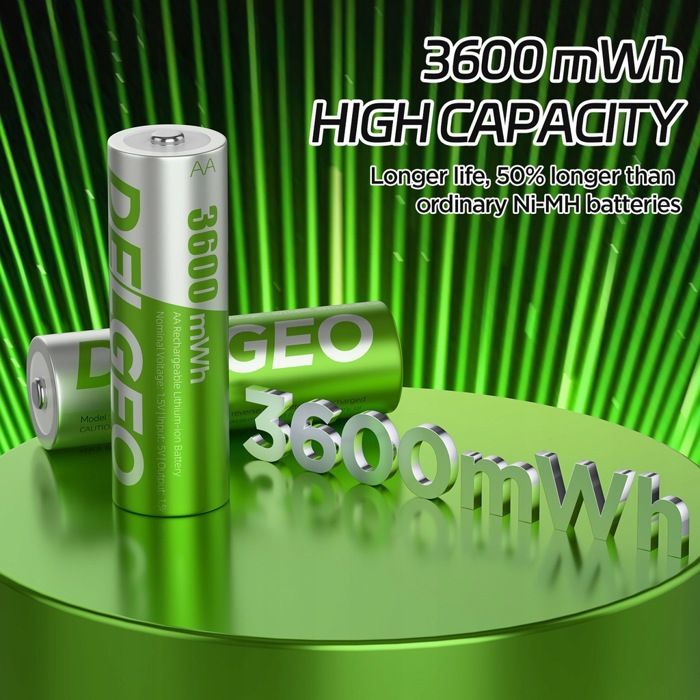 Hixon 1.5V Rechargeable AA Lithium Batteries,16-Pack 3500mWh Double A Li-ion Battery - View #7