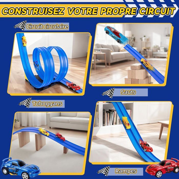 Huiya- Circuit Voiture Enfant - Pistes De Course Pour Garons Rampe De