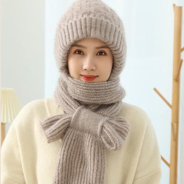 Acheter Écharpe coupe-vent pour hommes et femmes, chapeau d'hiver en laine,  écharpe à capuche, bonnet en tricot, masques chauds coupe-vent