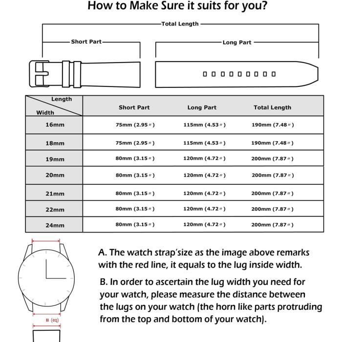 Xnhgfa Cuir Véritable Quick Release Montre Bracelet Bande