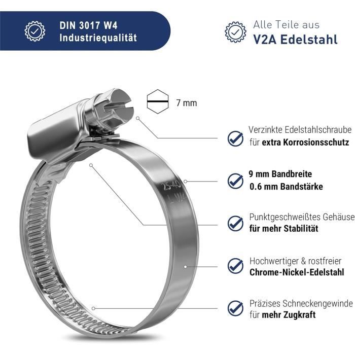 Lot De 12 Colliers De Serrage Inox – Ajustables 70-90mm – Acier Inoxydable