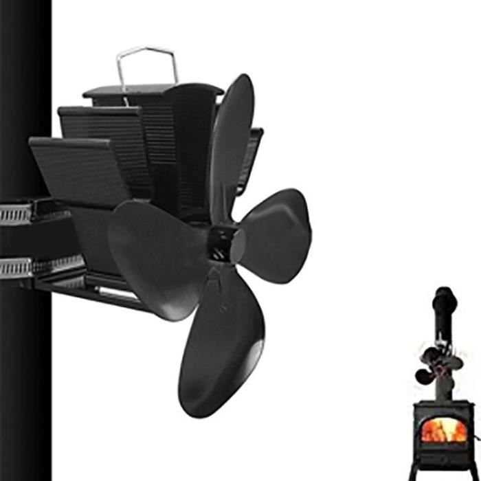 Costway Ventilateur de poêle à 4 pales économie d'énergie avec  poignée,câble usb ,ventilateur poele silencieux pour brûleur à bois et  cheminées