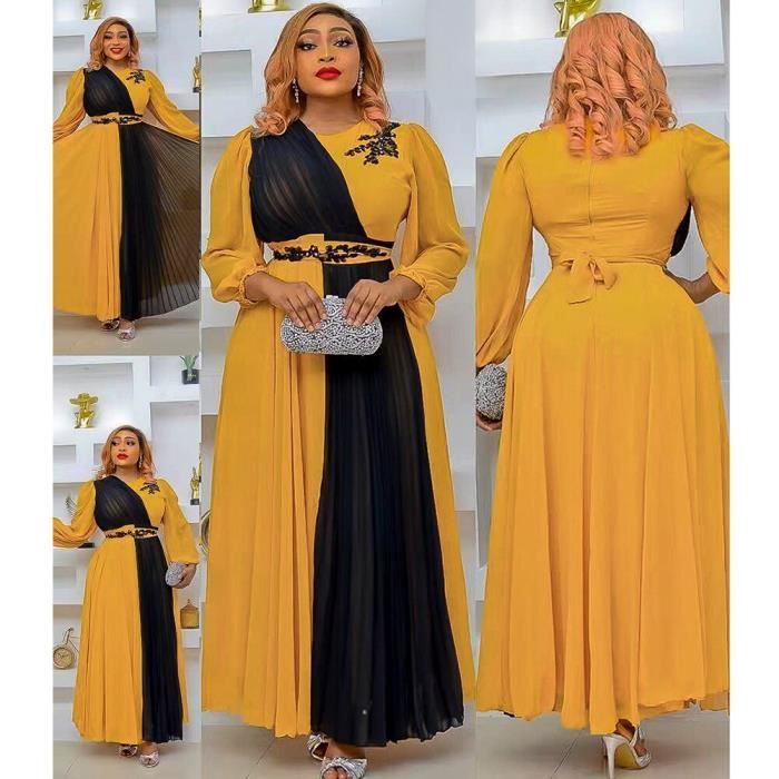 Robe Africaine robes en mousseline de soie pour femmes Robe de soiree de mariage musulman a manches longues Abaya dubai caftan Robe Bleu Cdiscount Pret a Porter