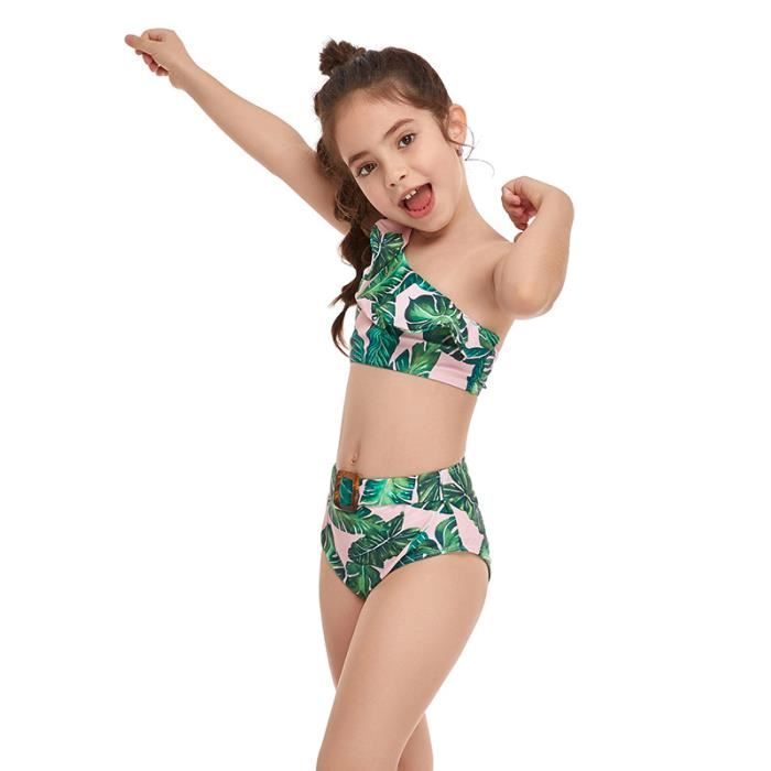 Maillot De Bain Fille 4 Pièces - Bikini + Protection UV - 8-12 Ans - Style Plage Et Piscine