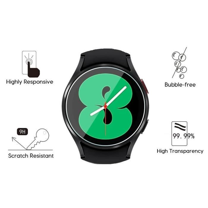 NEWZEROL 4 Pièce Protection D'écran Compatible pour Samsung Galaxy Watch 4  / Watch 5 / Watch 6 44mm Verre Trempé (Diamètre 41 mm), Protection Montre  Protecteur D'écran [Sans Bulles] [Anti-Rayures] : : High-Tech