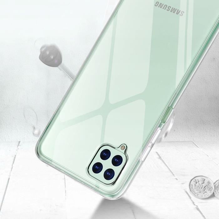 Pour Samsung Galaxy A22 4G 6.4: Coque silicone gel UltraSlim - TRANSPARENT  + 1 Film verre trempé de couleur - NOIR - Cdiscount Téléphonie