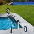 LILIIN 3m - 5,70m Système d'enroulement Enrouleur de film de piscine avec bandes de fixation et roues pour bâches solaires-3