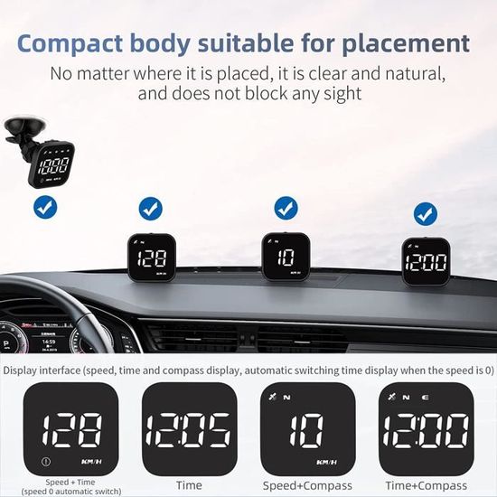 Compteur de vitesse GPS numérique universel HUD pour voiture, Affichage  tête haute, Alarme de survitesse MPH, - Cdiscount Auto