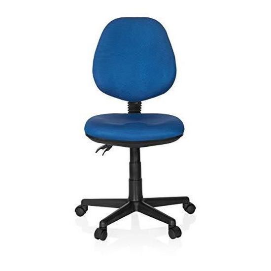 Hjh OFFICE Chaise Pivotante Enfant KIDDY Style Tissu Bleu/Noir - Fauteuil Évolutif Avec Accoudoirs Et Roulettes Auto-Freinantes