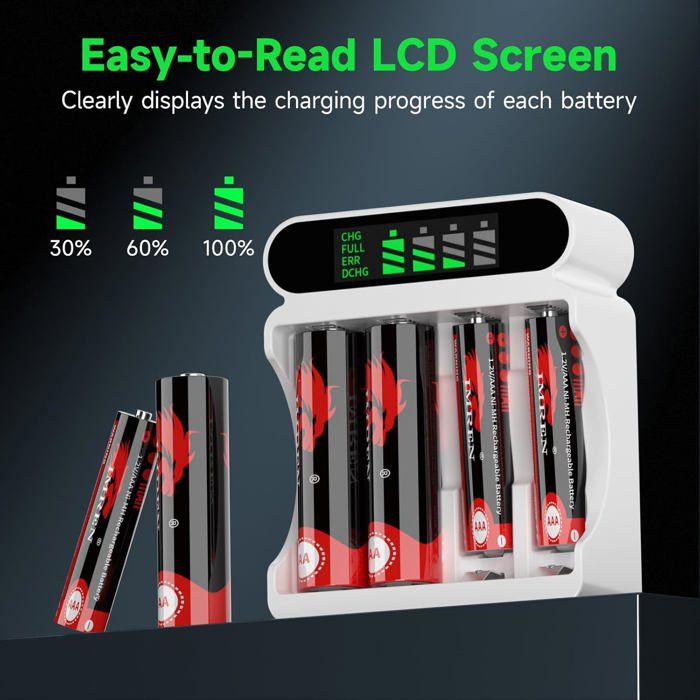 Chargeur de Piles Universel - LARGEIGHT - LCD - Ni-MH - Couleurs