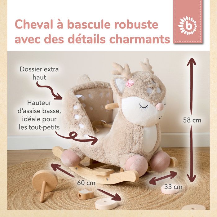 Bieco Ours à bascule en peluche - Crème - 62 x 30 x 48 cm - Cheval à bascule pour bébé - Balançoire d'intérieur - Jouet en bois à partir de 9 mois Bieco Ours à bascule en peluche - Crème - 62 x 30 x 48 cm - Cheval à bascule pour bébé - Balançoire d'intérieur - Jouet en bois à partir de 9 mois