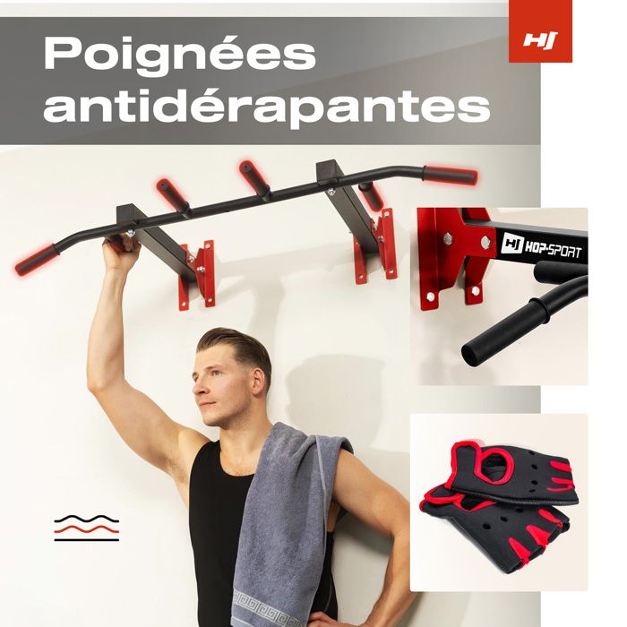 Barre De Traction Plafond K-Sport - Avec 3 Poignées Et Support Sac De Frappe | Musculation Domicile