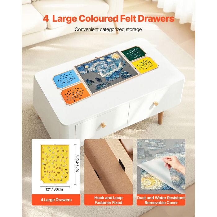 Table Puzzle Tournante 360 WELGEE Planche Puzzle Rotative 1500 Pièces Avec Tiroirs - Table Puzzle Portable ABS