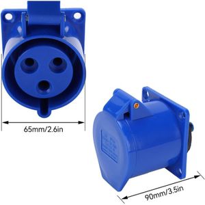 Prise électrique Basse Fréquence 3 Pôles (3P) Mâle/femelle - 250V/10A - Noir - Neuve Sous Blister