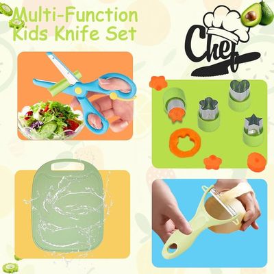 Set Couteaux Enfant 27 Pièces – Cuisine Sécurisée – Planche, Tablier Et Moules – Dès 3 Ans