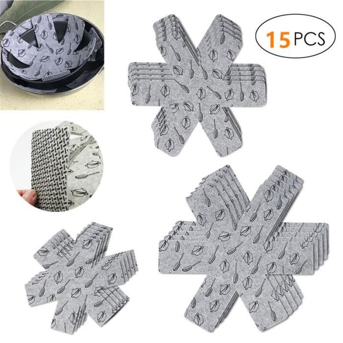 Lot De 2 Protections En Feutrine Pour Poêles Et Casseroles – Gris, 38x38 Cm – Anti-rayures, Découpable – Fackelmann - 7