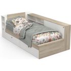 Lit enfant LIFE 1 personne - 90x190/200 - Rangements - Décor Chêne et blanc - DEMEYERE - Fabriqué en France