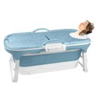 Baignoire pliable adulte - LZQ - bleue - accoudoirs - couvercle amovible - PP+TPE