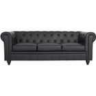 MENZZO Grand canapé 3 places Chesterfield Noir