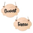 Plaque de porte en bois - SIGNALETIQUE.BIZ FRANCE - Ouvert / Fermé - Bois Clair