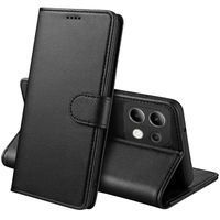 Coque pour Xiaomi Redmi Note 13 Pro 4G - Portefeuille Noir Rabat Clapet Aimanté Rangement Cartes Phonillico®