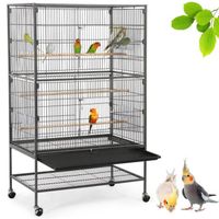 Grande Volière pour Oiseaux Cage sur roulettes Canaries Perroquet Perruches Cacatoès Ara 2 Étages - Yaheetech