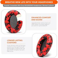 Coussinets WC Wicked Cushions Extra Thick Replacement Earpads Compatible with Sony WH-1000XM3 Headphones - Red Camo