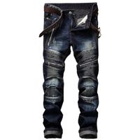 Boutique Hugo-Plissé Jeans Moto Homme Regular Fit Casual Pantalon Jeans Homme