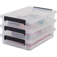 Iris Ohyama, Lot de 6 étuis de rangement portables en plastique avec poignée, 10 L, transparent, loquet hermétique, empilable, pour ordinateur portable, papier, fournitures d'artisanat, loisirs, art Iris Ohyama, Lot de 6 étuis de rangement portables en plastique avec poignée, 10 L, transparent, loquet hermétique, empilable, pour ordinateur portable, papier, fournitures d'artisanat, loisirs, art