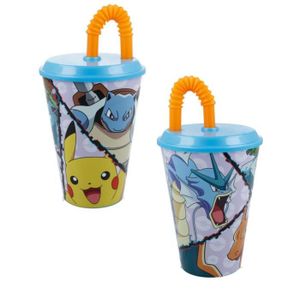 MUG - TASSE - MAZAGRAN Tasse à boire avec paille | Pokémon | 430 ml | Pla