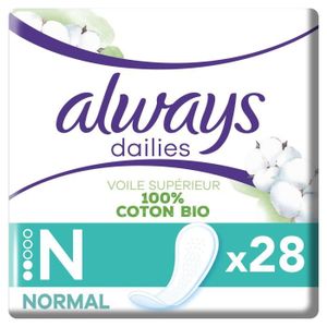 PROTÈGE SLIP LOT DE 4 - ALWAYS - Dailies Cotton Protection Bio Normal - boite de 28 Protège-Slips