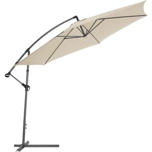 PARASOL Parasol 350 cm avec housse de protection meuble jardin beige