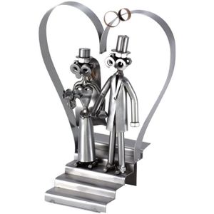 FIGURINE - PERSONNAGE Figurines de collection Steelman24 I Figurine en métal Couple De Mariés avec Coeur I Made in Germany I Idées Cadeaux I S 26674