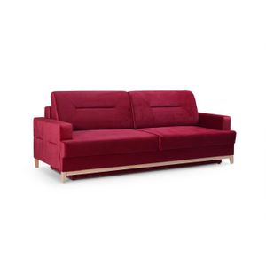CANAPE CONVERTIBLE Canapé lit Convertible Salon Relax 3 Places Noveau scandinave Design LOFT (Rouge)