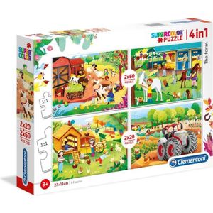 PUZZLE SuperColor 2x20 + 2x60 pièces - La Ferme
