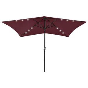 PARASOL SWEET Parasol avec LED et mât en acier Rouge bordeaux 2x3 m 85670