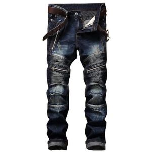 JEANS Boutique Hugo-Plissé Jeans Moto Homme Regular Fit Casual Pantalon Jeans Homme